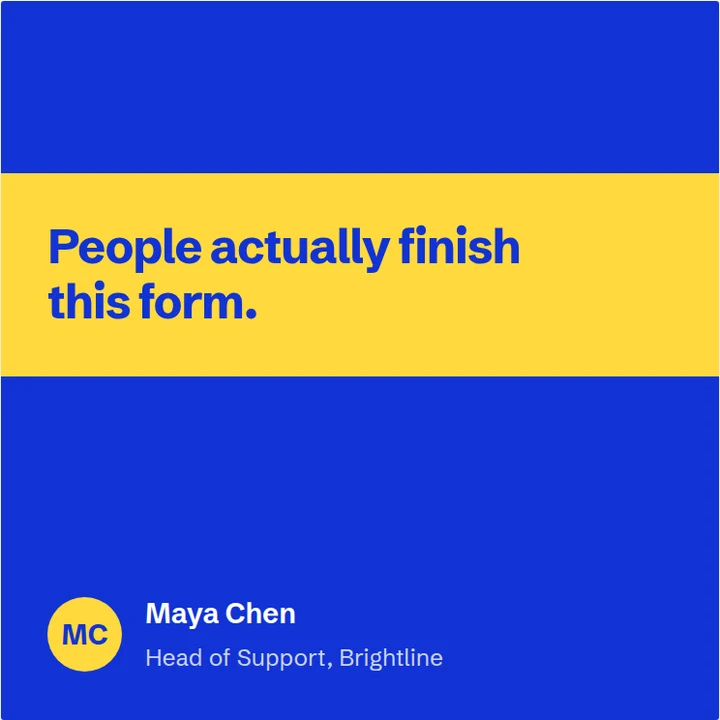 Sample testimonial post in the Band layout, Signal palette: the excerpt in cobalt on a yellow band crossing a cobalt ground, the attribution below in white